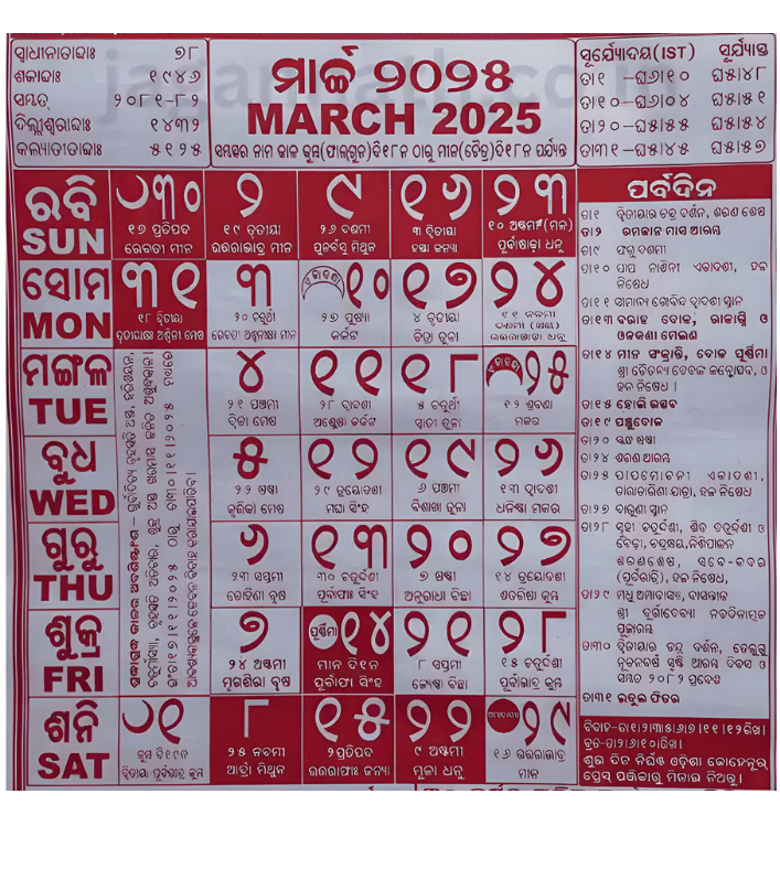 Odia Calendar 2025 A Detailed Overview of Holidays and Festivals. KSTP